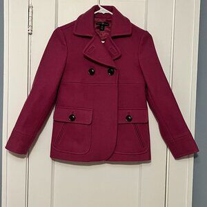 Gap pink wool blend short pea coat lined pockets classic preppy size XS petite